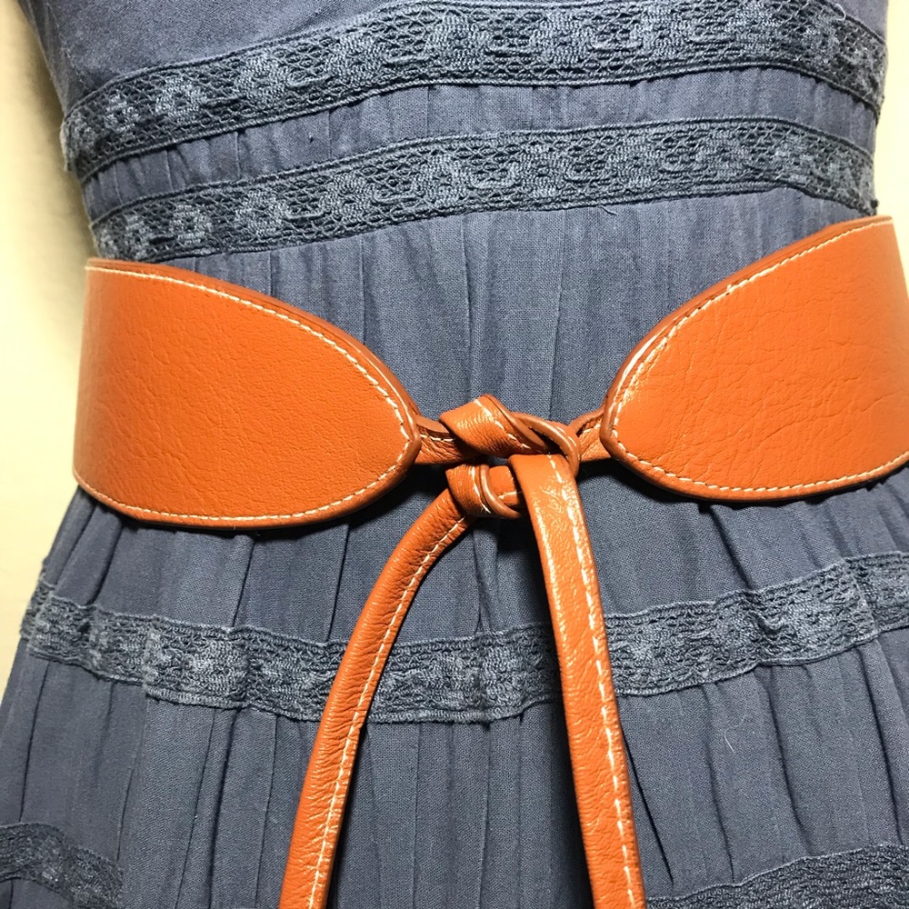 Boston Proper Brown Leather Tie Belt